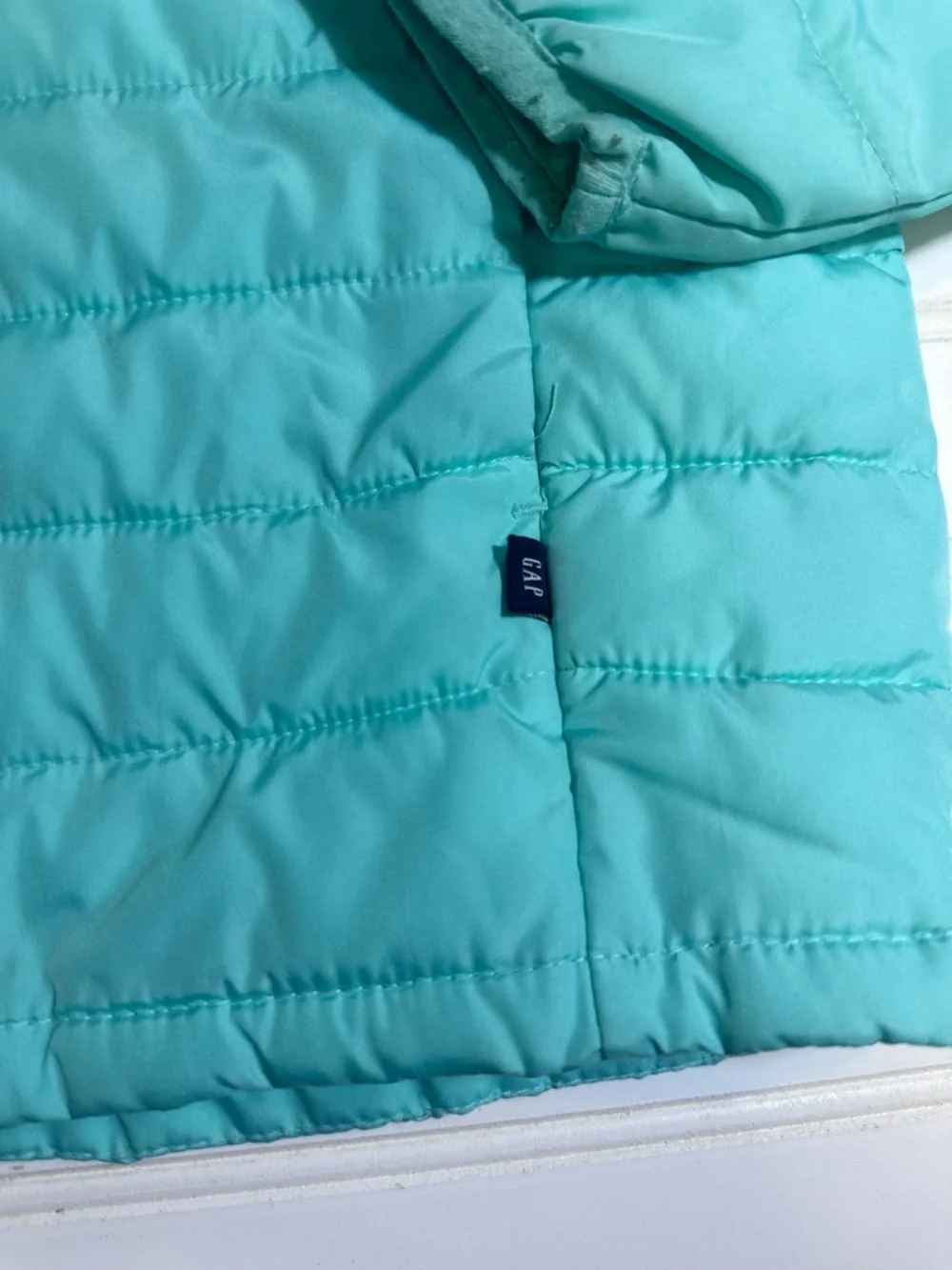 GAP aqua hooded mid weight puffer coat jacket girls large